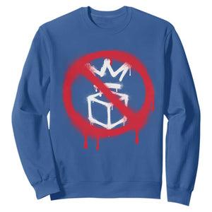 No Kings No Ice Protest Sweatshirt Vintage Political Stop Sign Graffiti Graphic TS11 Royal Blue Print Your Wear