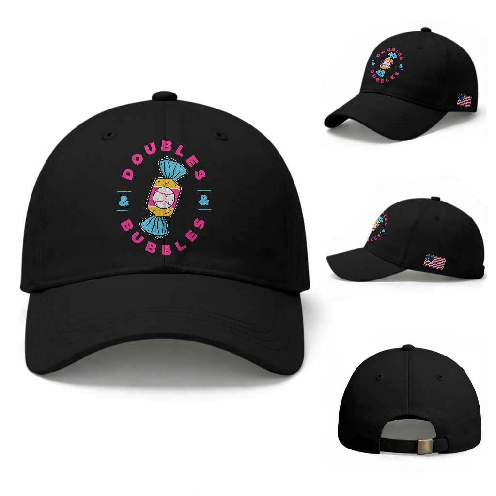 Doubles and Bubbles Baseball Candy Gum Baseball Cap TS11 Baseball Cap Universal Fit Black Print Your Wear