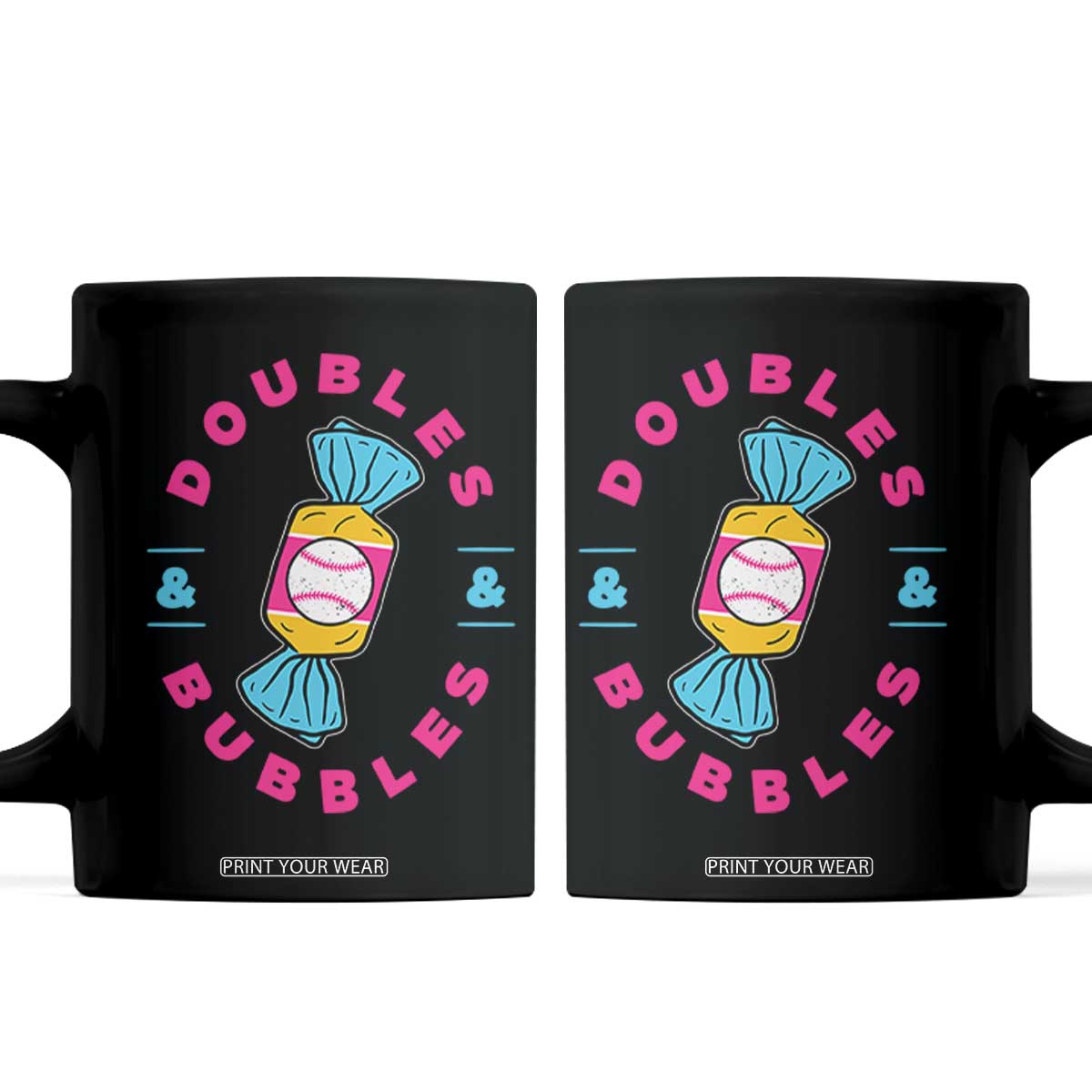 Doubles and Bubbles Baseball Candy Gum Coffee Mug TS11 Black Print Your Wear
