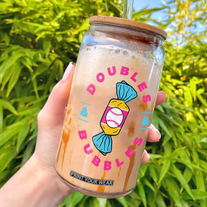 Doubles and Bubbles Baseball Candy Gum Glass Can TS11 Black Print Your Wear