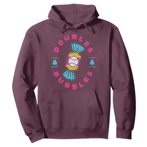 Doubles and Bubbles Baseball Candy Gum Hoodie TS11 Maroon Print Your Wear