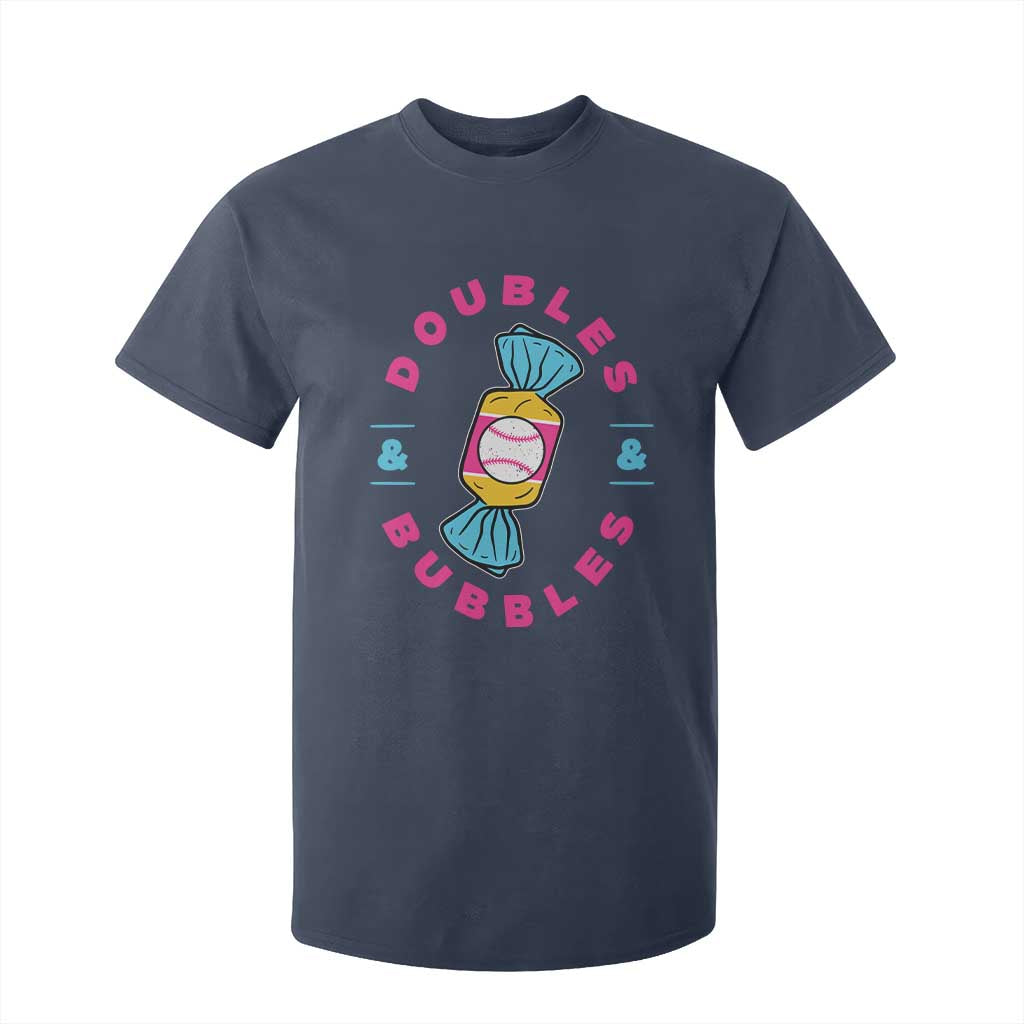 Doubles and Bubbles Baseball Candy Gum T Shirt For Kid TS11 Navy Print Your Wear