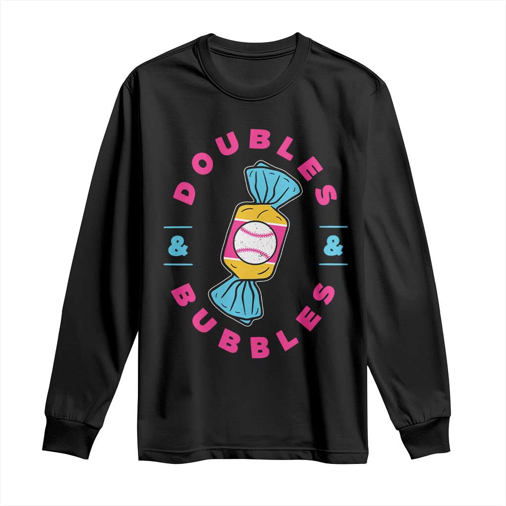 Doubles and Bubbles Baseball Candy Gum Long Sleeve Shirt TS11 Black Print Your Wear