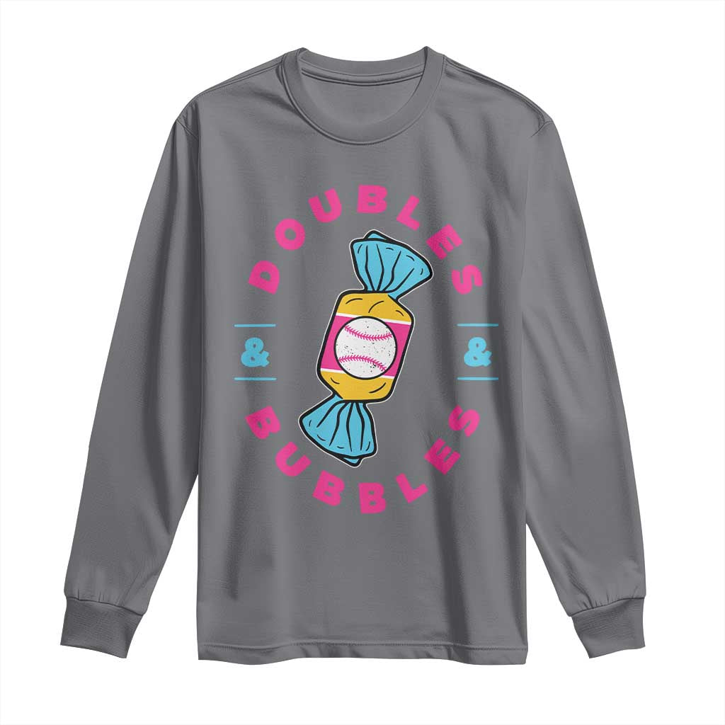 Doubles and Bubbles Baseball Candy Gum Long Sleeve Shirt TS11 Charcoal Print Your Wear