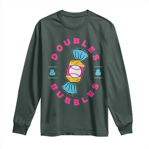 Doubles and Bubbles Baseball Candy Gum Long Sleeve Shirt TS11 Dark Forest Green Print Your Wear
