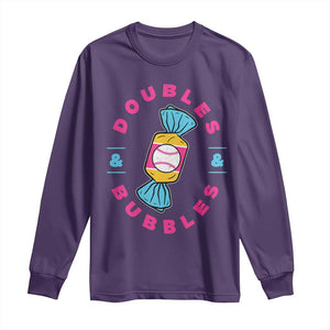 Doubles and Bubbles Baseball Candy Gum Long Sleeve Shirt TS11 Purple Print Your Wear