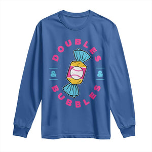 Doubles and Bubbles Baseball Candy Gum Long Sleeve Shirt TS11 Royal Blue Print Your Wear