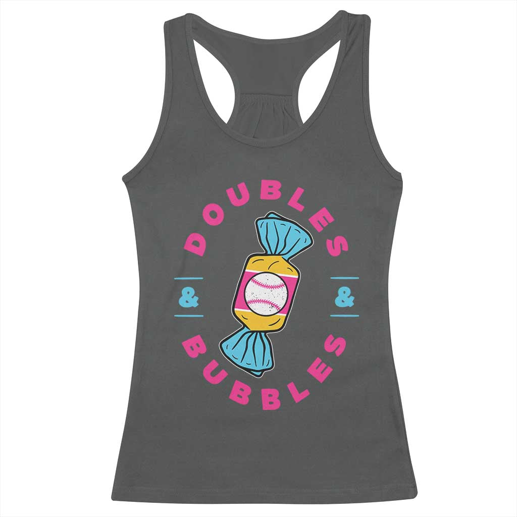 Doubles and Bubbles Baseball Candy Gum Racerback Tank Top TS11 Dark Heather Print Your Wear