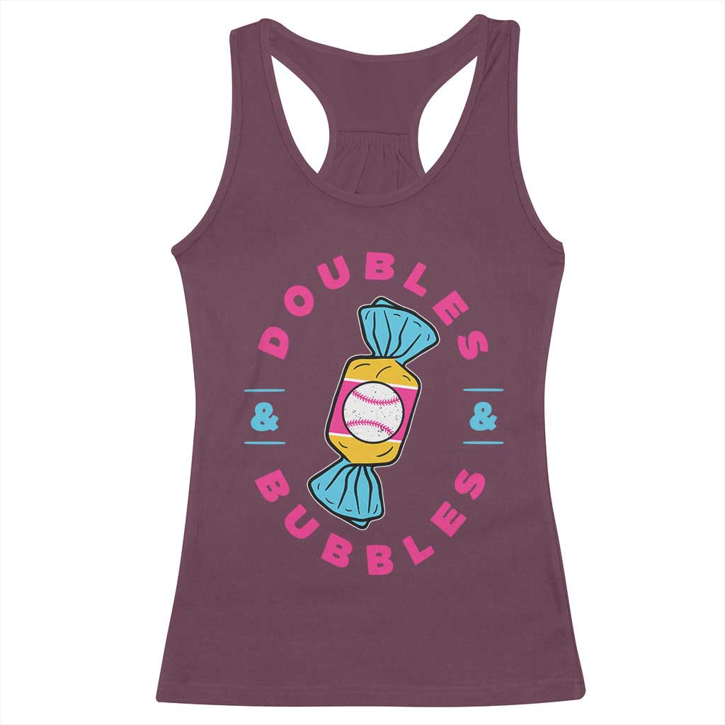 Doubles and Bubbles Baseball Candy Gum Racerback Tank Top TS11 Maroon Print Your Wear