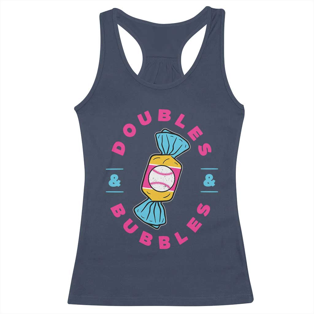 Doubles and Bubbles Baseball Candy Gum Racerback Tank Top TS11 Navy Print Your Wear