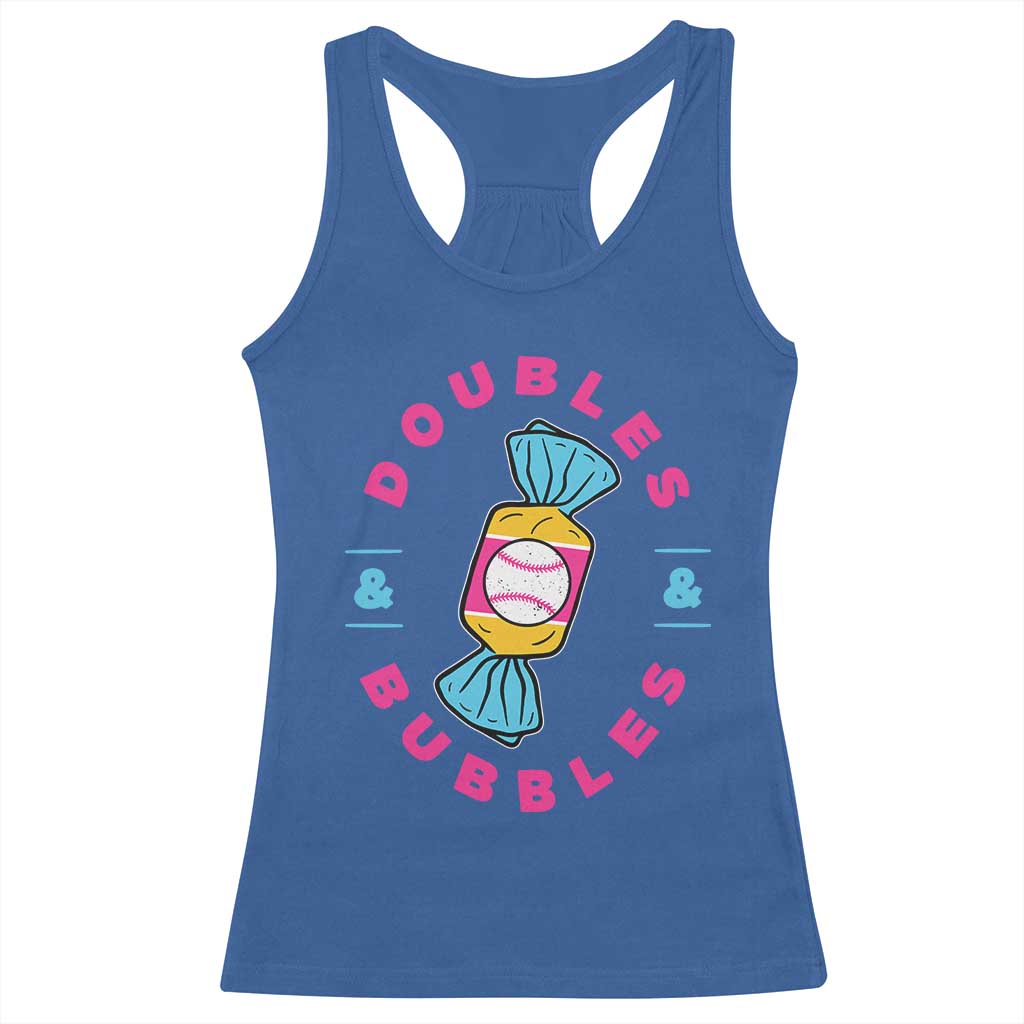 Doubles and Bubbles Baseball Candy Gum Racerback Tank Top TS11 Royal Blue Print Your Wear