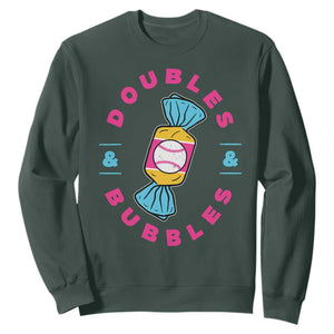 Doubles and Bubbles Baseball Candy Gum Sweatshirt TS11 Dark Forest Green Print Your Wear
