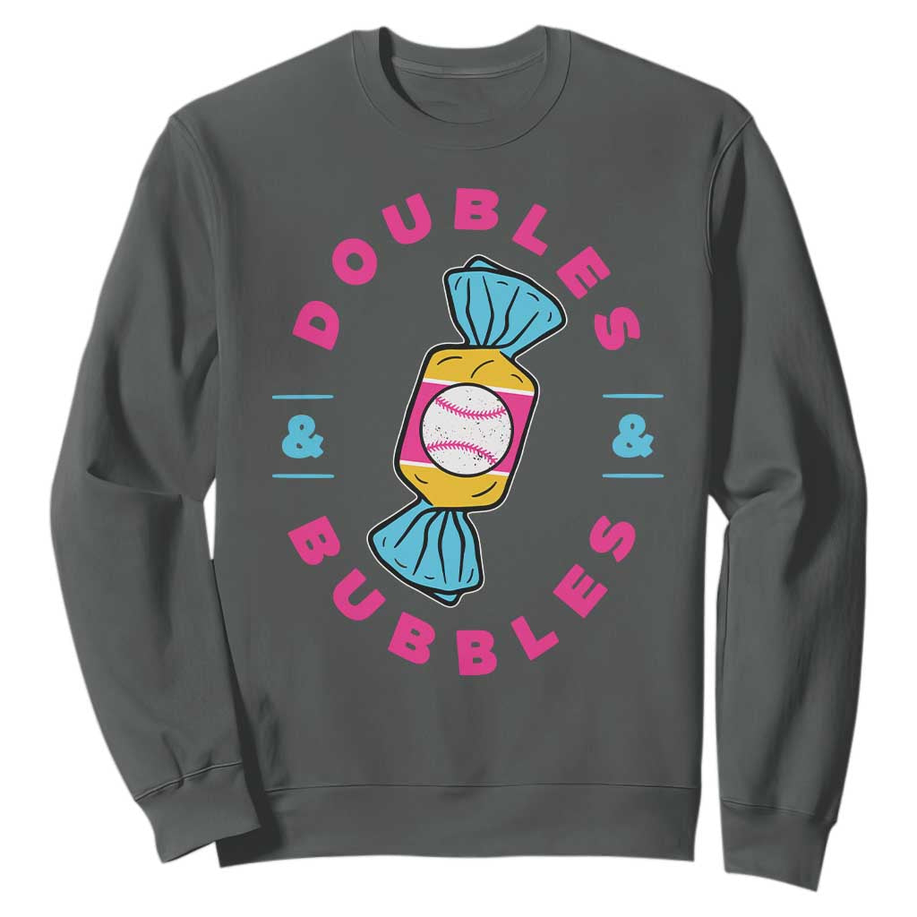 Doubles and Bubbles Baseball Candy Gum Sweatshirt TS11 Dark Heather Print Your Wear