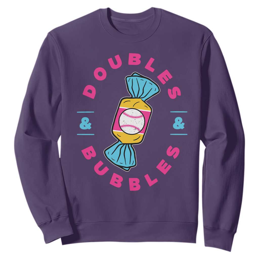 Doubles and Bubbles Baseball Candy Gum Sweatshirt TS11 Purple Print Your Wear