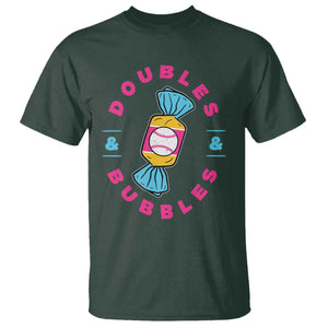 Doubles and Bubbles Baseball Candy Gum T Shirt TS11 Dark Forest Green Print Your Wear