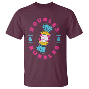 Doubles and Bubbles Baseball Candy Gum T Shirt TS11 Maroon Print Your Wear