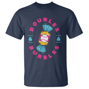Doubles and Bubbles Baseball Candy Gum T Shirt TS11 Navy Print Your Wear