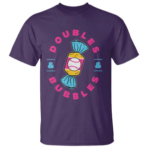 Doubles and Bubbles Baseball Candy Gum T Shirt TS11 Purple Print Your Wear