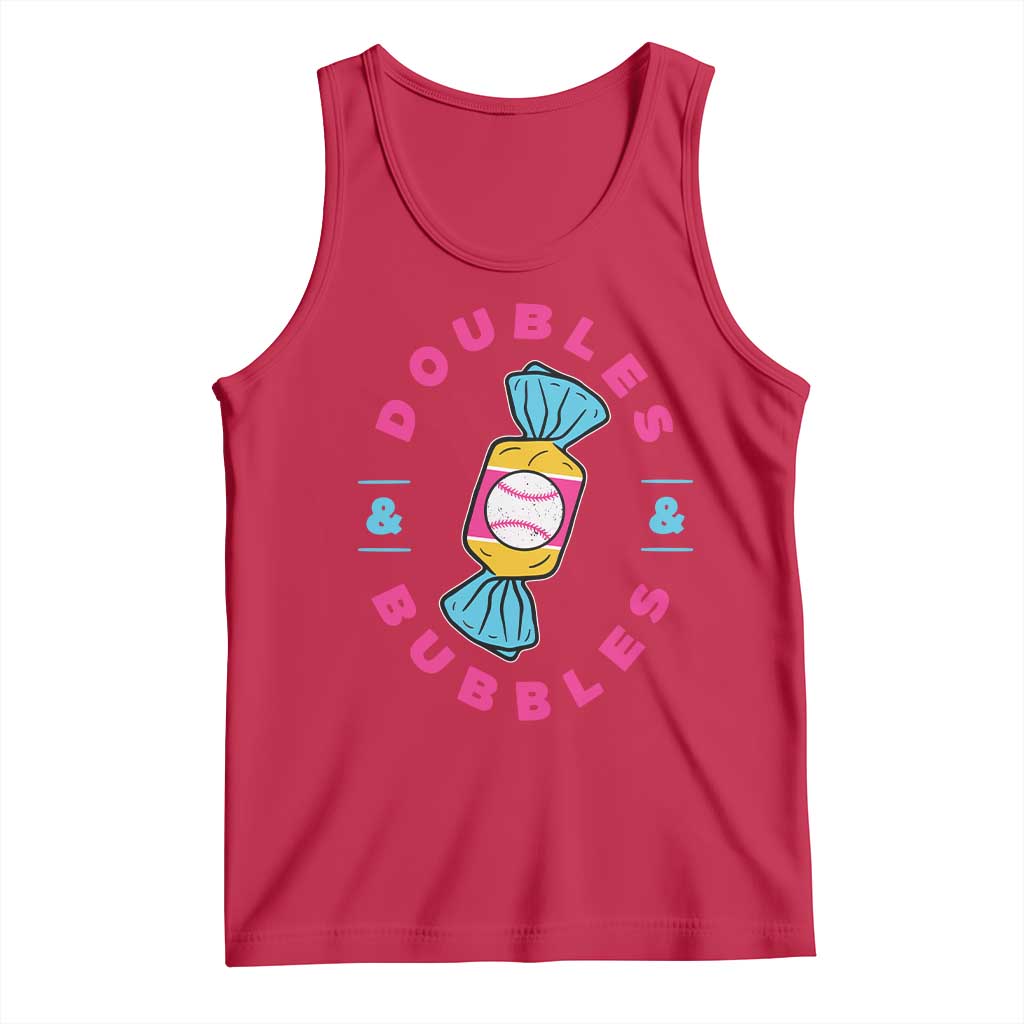 Doubles and Bubbles Baseball Candy Gum Tank Top TS11 Red Print Your Wear