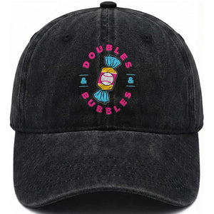 Doubles and Bubbles Baseball Candy Gum Washed Cotton Baseball Cap TS11 Print Your Wear