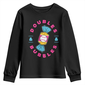 Doubles and Bubbles Baseball Candy Gum Youth Sweatshirt TS11 Black Print Your Wear