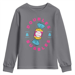 Doubles and Bubbles Baseball Candy Gum Youth Sweatshirt TS11 Charcoal Print Your Wear