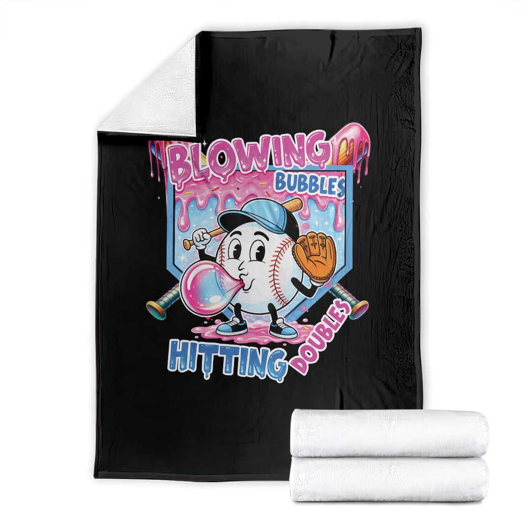Baseball Blowing Bubbles Hitting Doubles Throw Blanket Sports Bubble Gum Lover TS11 Black Print Your Wear