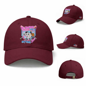 Baseball Blowing Bubbles Hitting Doubles Baseball Cap Sports Bubble Gum Lover TS11 Baseball Cap Universal Fit Maroon Print Your Wear