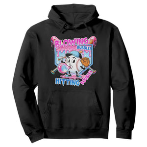 Baseball Blowing Bubbles Hitting Doubles Hoodie Sports Bubble Gum Lover TS11 Black Print Your Wear