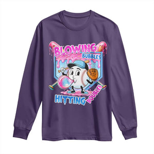 Baseball Blowing Bubbles Hitting Doubles Long Sleeve Shirt Sports Bubble Gum Lover TS11 Purple Print Your Wear