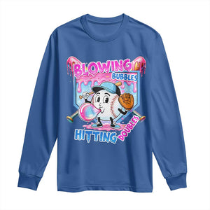 Baseball Blowing Bubbles Hitting Doubles Long Sleeve Shirt Sports Bubble Gum Lover TS11 Royal Blue Print Your Wear