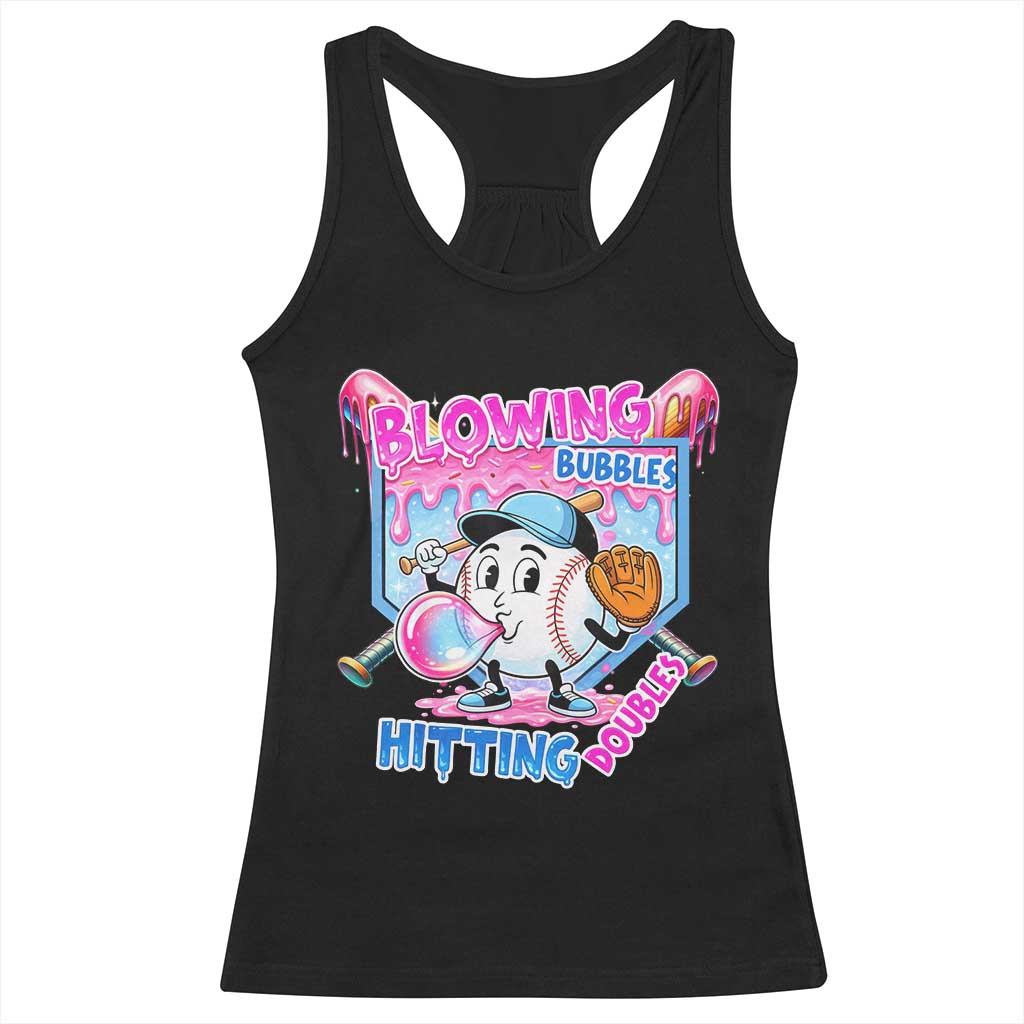 Baseball Blowing Bubbles Hitting Doubles Racerback Tank Top Sports Bubble Gum Lover TS11 Black Print Your Wear