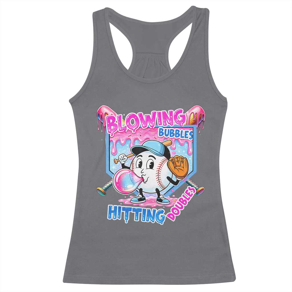 Baseball Blowing Bubbles Hitting Doubles Racerback Tank Top Sports Bubble Gum Lover TS11 Charcoal Print Your Wear