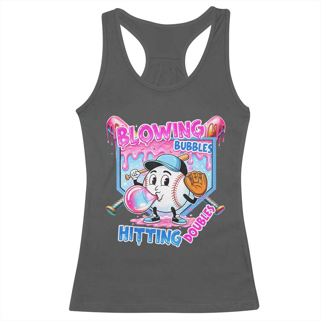 Baseball Blowing Bubbles Hitting Doubles Racerback Tank Top Sports Bubble Gum Lover TS11 Dark Heather Print Your Wear