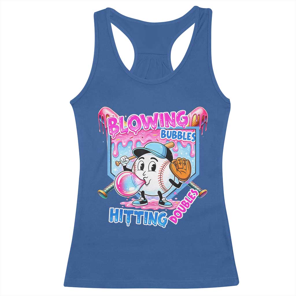 Baseball Blowing Bubbles Hitting Doubles Racerback Tank Top Sports Bubble Gum Lover TS11 Royal Blue Print Your Wear