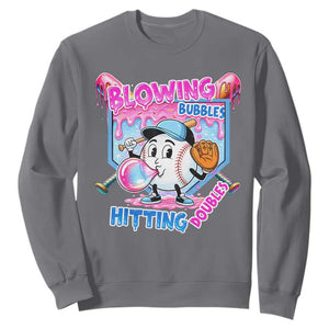 Baseball Blowing Bubbles Hitting Doubles Sweatshirt Sports Bubble Gum Lover TS11 Charcoal Print Your Wear