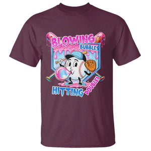 Baseball Blowing Bubbles Hitting Doubles T Shirt Sports Bubble Gum Lover TS11 Maroon Print Your Wear