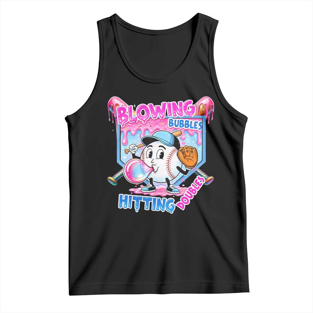 Baseball Blowing Bubbles Hitting Doubles Tank Top Sports Bubble Gum Lover TS11 Black Print Your Wear