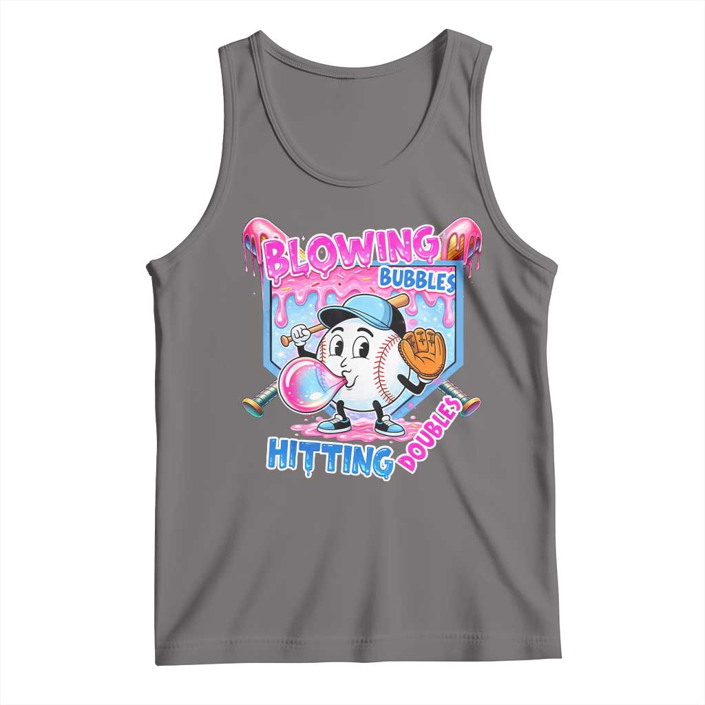 Baseball Blowing Bubbles Hitting Doubles Tank Top Sports Bubble Gum Lover TS11 Deep Heather Print Your Wear
