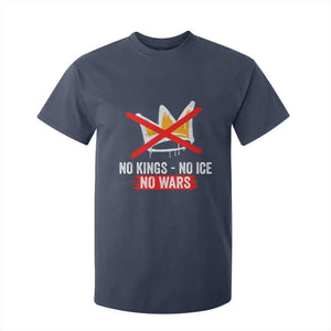 No Kings Protest T Shirt For Kid No Kings No Ice No Wars Anti Monarchy Statement TS11 Navy Print Your Wear