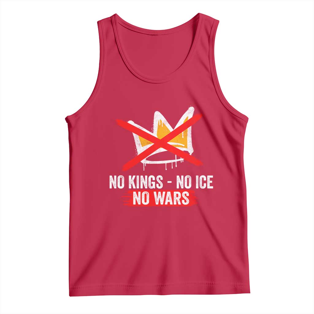 No Kings Protest Tank Top No Kings No Ice No Wars Anti Monarchy Statement TS11 Red Print Your Wear