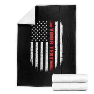 Personalized Firefighter Throw Blanket Custom Text Name Vintage American Flag Patriot Fireman Gift TS11 Black Print Your Wear