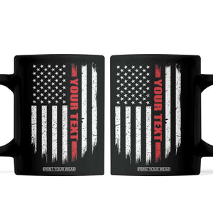 Personalized Firefighter Coffee Mug Custom Text Name Vintage American Flag Patriot Fireman Gift TS11 Black Print Your Wear