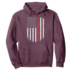 Personalized Firefighter Hoodie Custom Text Name Vintage American Flag Patriot Fireman Gift TS11 Maroon Print Your Wear