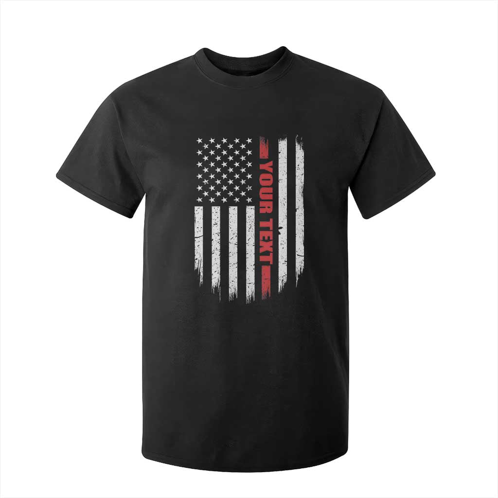 Personalized Firefighter T Shirt For Kid Custom Text Name Vintage American Flag Patriot Fireman Gift TS11 Black Print Your Wear