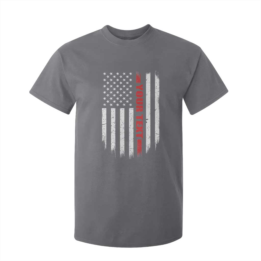Personalized Firefighter T Shirt For Kid Custom Text Name Vintage American Flag Patriot Fireman Gift TS11 Charcoal Print Your Wear