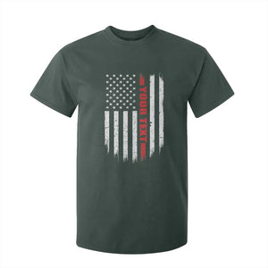 Personalized Firefighter T Shirt For Kid Custom Text Name Vintage American Flag Patriot Fireman Gift TS11 Dark Forest Green Print Your Wear