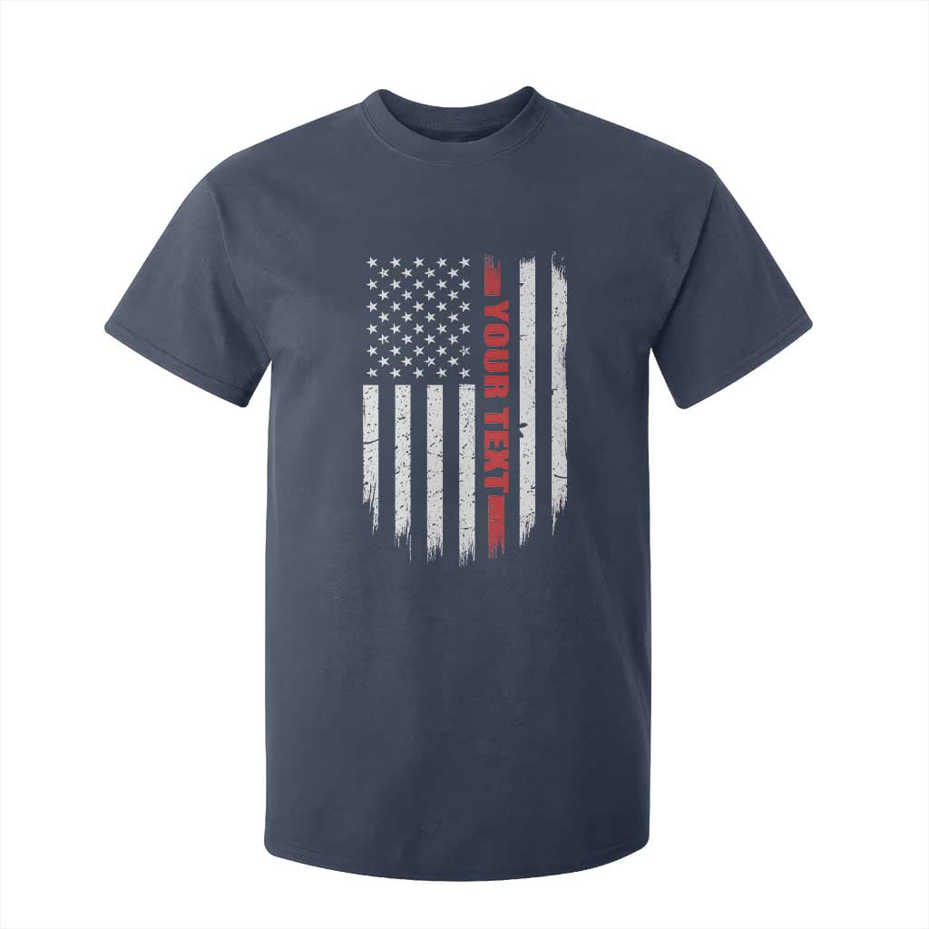 Personalized Firefighter T Shirt For Kid Custom Text Name Vintage American Flag Patriot Fireman Gift TS11 Navy Print Your Wear