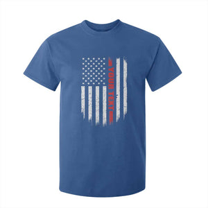 Personalized Firefighter T Shirt For Kid Custom Text Name Vintage American Flag Patriot Fireman Gift TS11 Royal Blue Print Your Wear