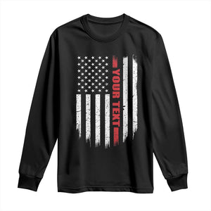 Personalized Firefighter Long Sleeve Shirt Custom Text Name Vintage American Flag Patriot Fireman Gift TS11 Black Print Your Wear